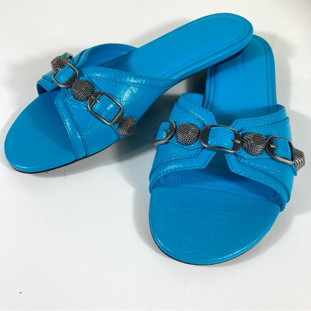 NWB Balenciaga Cagole Slide Sandal Cyan Size 36.5EU 6.5US 694342WAD4E - Picture 10 of 17